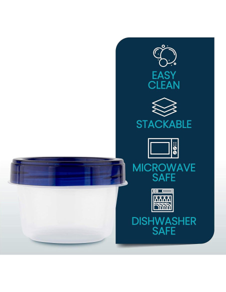 Contenedores Deli Plasticpro 113ml con Tapa Azul - 6 Piezas