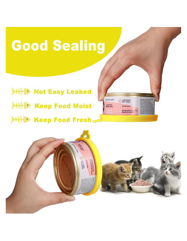Cubiertas de Silicona para Latas de Comida para Gatos Comtim - 2 Piezas Amarillo