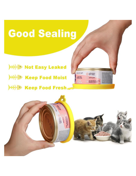 Cubiertas de Silicona para Latas de Comida para Gatos Comtim - 2 Piezas Amarillo