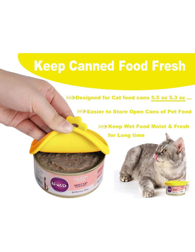 Cubiertas de Silicona para Latas de Comida para Gatos Comtim - 2 Piezas Amarillo