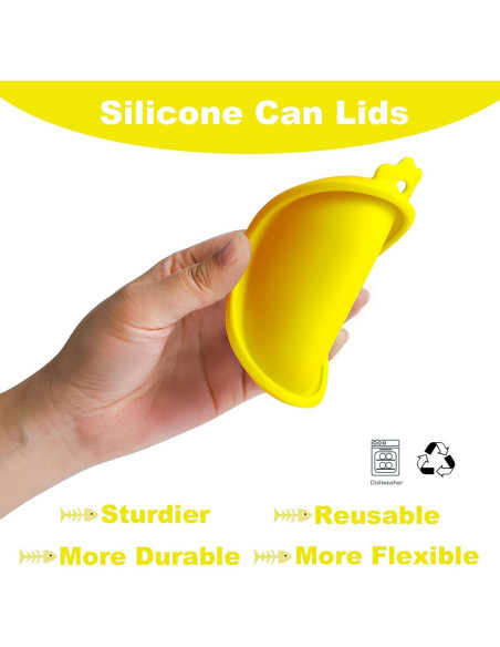 Cubiertas de Silicona para Latas de Comida para Gatos Comtim - 2 Piezas Amarillo