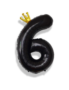 Globo de Número 6 Grande Aluminio Negro 101,6 cm