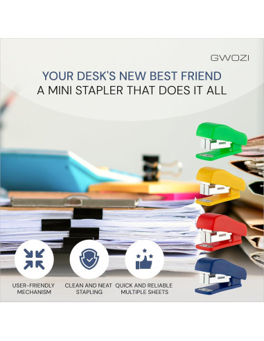 Grapadoras Mini GWOZI - Juego de 4 Grapadoras Compactas