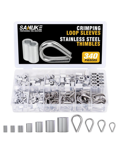 Kit de 340 Piezas Ojal y Manguitos Crimpado Sanuke 1.2-4.8mm