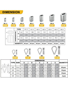 Kit de 340 Piezas Ojal y Manguitos Crimpado Sanuke 1.2-4.8mm 2