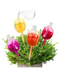 4 Esferas de Riego de Vidrio Iridiscentes 100ml para Plantas