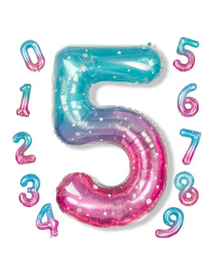 Globo Gigante Sirena 5 Estrellado 101 cm Mylar Teal Rosa