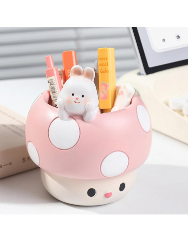 Maceta de Hongo Rosa EOBTAIN de Resina 10 cm para Plantas