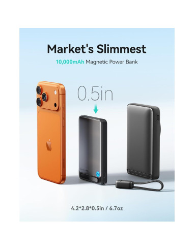 Cargador Portátil Magnético INIU 10000mAh Carga Rápida Azul