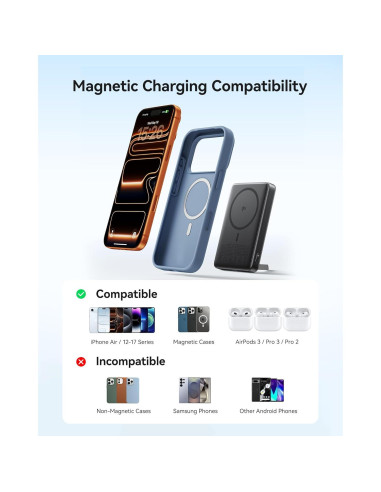 Cargador Portátil Magnético INIU 10000mAh Carga Rápida Azul