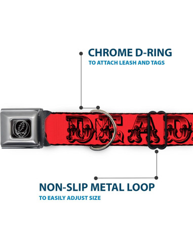 Collar para Perros Grateful Dead con Hebilla de Seguridad 50.8-78.7 cm