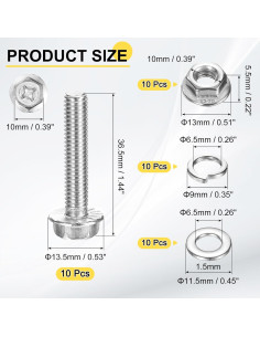 Tornillos Hexagonales M6 x 30mm uxcell Acero Inoxidable 10Pcs 2