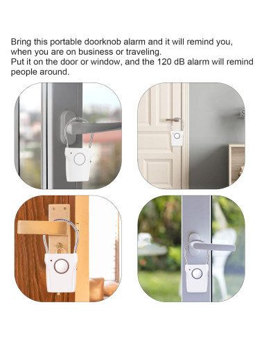 Alarma de Manija de Puerta JIANBOLAND 120dB Seguridad Vibración