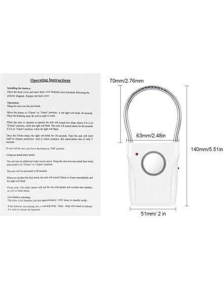 Alarma de Manija de Puerta JIANBOLAND 120dB Seguridad Vibración