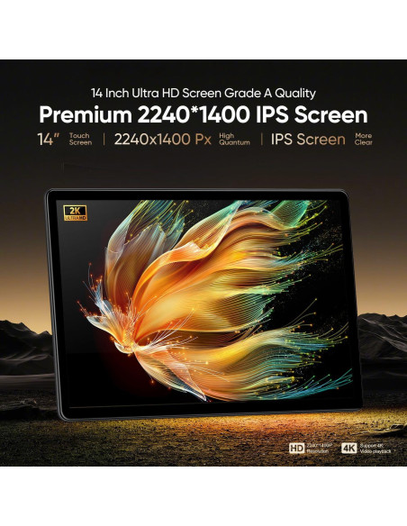 Monitor de respaldo AINAVIGO 14" Android 13 2+32GB WiFi