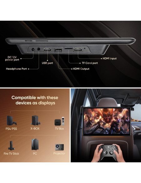 Monitor de respaldo AINAVIGO 14" Android 13 2+32GB WiFi