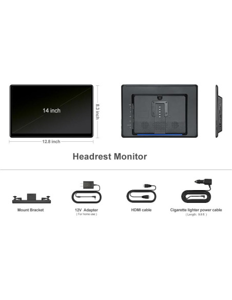 Monitor de respaldo AINAVIGO 14" Android 13 2+32GB WiFi