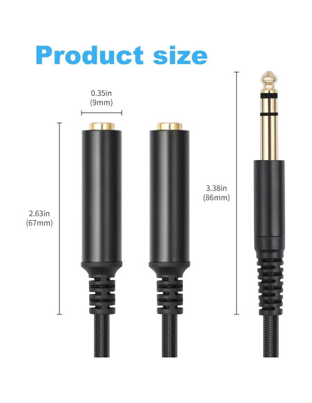 Cable Divisor Estéreo 1FT Lrbners 6.35mm Macho a Doble Hembra