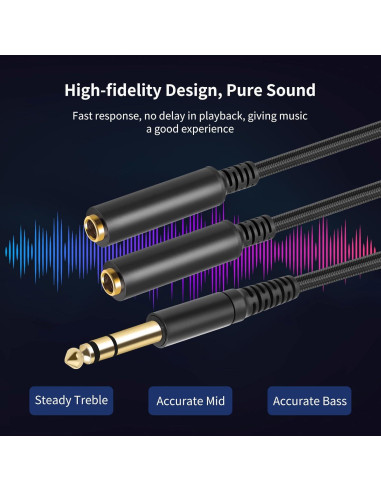 Cable Divisor Estéreo 1FT Lrbners 6.35mm Macho a Doble Hembra