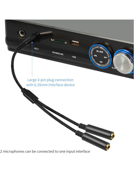 Cable Divisor Estéreo 1FT Lrbners 6.35mm Macho a Doble Hembra