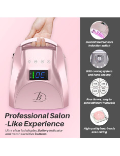 Lámpara de Uñas UV LED Biduo JC27 Rosa 96W Inalámbrica 2