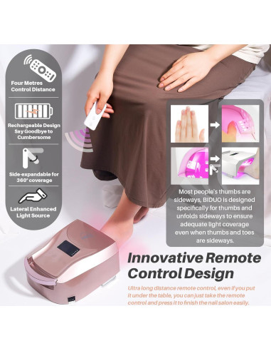 Lámpara de Uñas UV LED Biduo JC27 Rosa 96W Inalámbrica