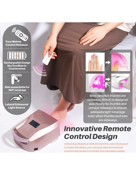 Lámpara de Uñas UV LED Biduo JC27 Rosa 96W Inalámbrica