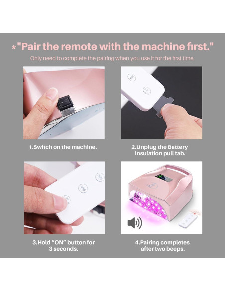 Lámpara de Uñas UV LED Biduo JC27 Rosa 96W Inalámbrica