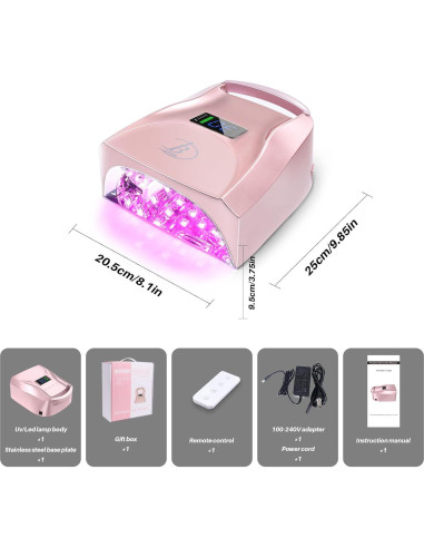 Lámpara de Uñas UV LED Biduo JC27 Rosa 96W Inalámbrica