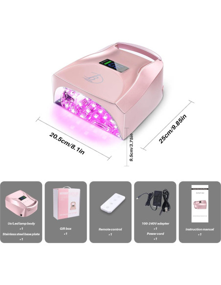 Lámpara de Uñas UV LED Biduo JC27 Rosa 96W Inalámbrica