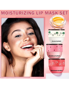 Bálsamo Labial Hidratante LZXLUKGIR 4PCS Miel Fresa Coco Sandía 2