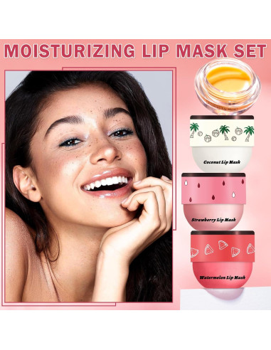 Bálsamo Labial Hidratante LZXLUKGIR 4PCS Miel Fresa Coco Sandía