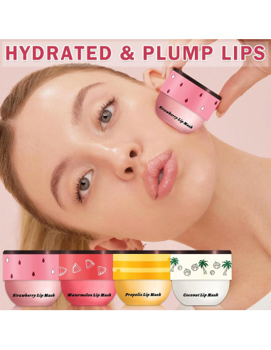 Bálsamo Labial Hidratante LZXLUKGIR 4PCS Miel Fresa Coco Sandía