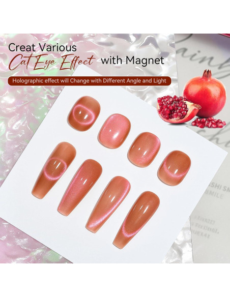 Esmalte de Uñas Gel Ojo de Gato Makartt 10ml Rojo Granada