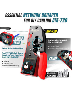 Kit de Herramientas de Crimpado Ethernet AMPCOM 10 en 1 RJ45 2