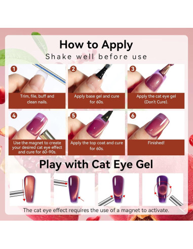 Esmalte de Uñas Gel Ojo de Gato Makartt 10ml Rojo Granada