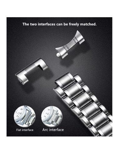 Correa de Reloj de Acero Inoxidable Universal 14-24mm Plata