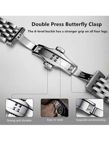 Correa de Reloj de Acero Inoxidable Universal 14-24mm Plata
