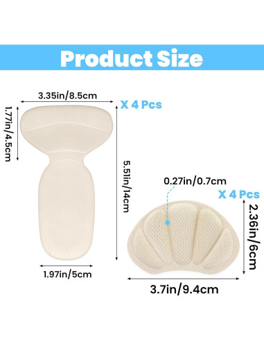 Almohadillas de Talón Adhesivas Wanmu - 2 Tamaños Beige