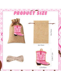 48 Bolsas de Yute con Etiquetas Bota SUNDIDIY 10x14cm 2