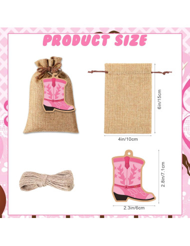 48 Bolsas de Yute con Etiquetas Bota SUNDIDIY 10x14cm