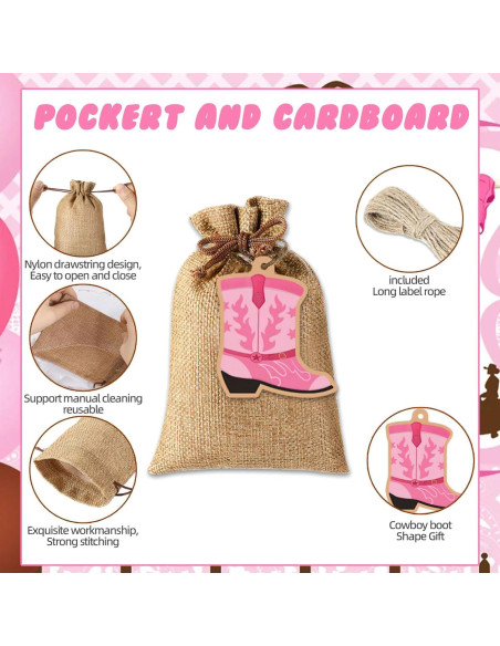 48 Bolsas de Yute con Etiquetas Bota SUNDIDIY 10x14cm