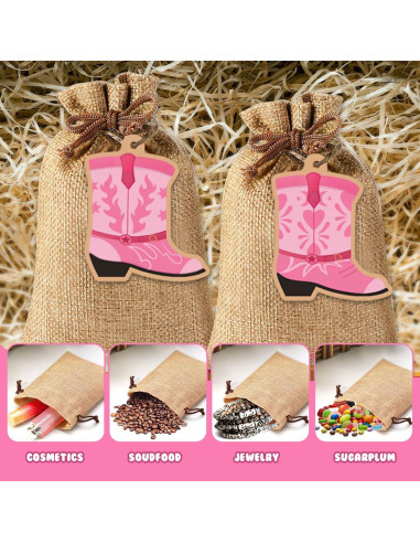 48 Bolsas de Yute con Etiquetas Bota SUNDIDIY 10x14cm