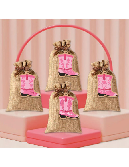 48 Bolsas de Yute con Etiquetas Bota SUNDIDIY 10x14cm