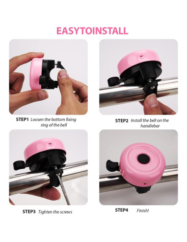 Campana de Bicicleta para Niños RidingRush Rosa 7x5x5 cm