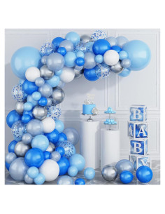 Kit de Arco de Globos Isndare Azul y Blanco 123 Piezas