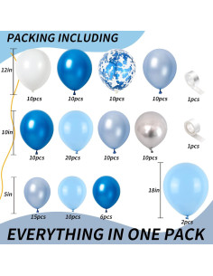 Kit de Arco de Globos Isndare Azul y Blanco 123 Piezas 2