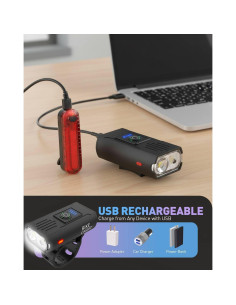 Juego de Luces LED para Bicicleta Genérico 2000 Lúmenes USB 2