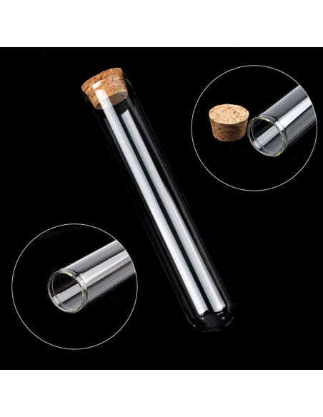 Tubo de Ensayo de Vidrio DEPEPE 25pcs 50ml 25x140mm con Corcho