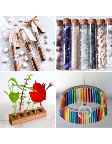 Tubo de Ensayo de Vidrio DEPEPE 25pcs 50ml 25x140mm con Corcho